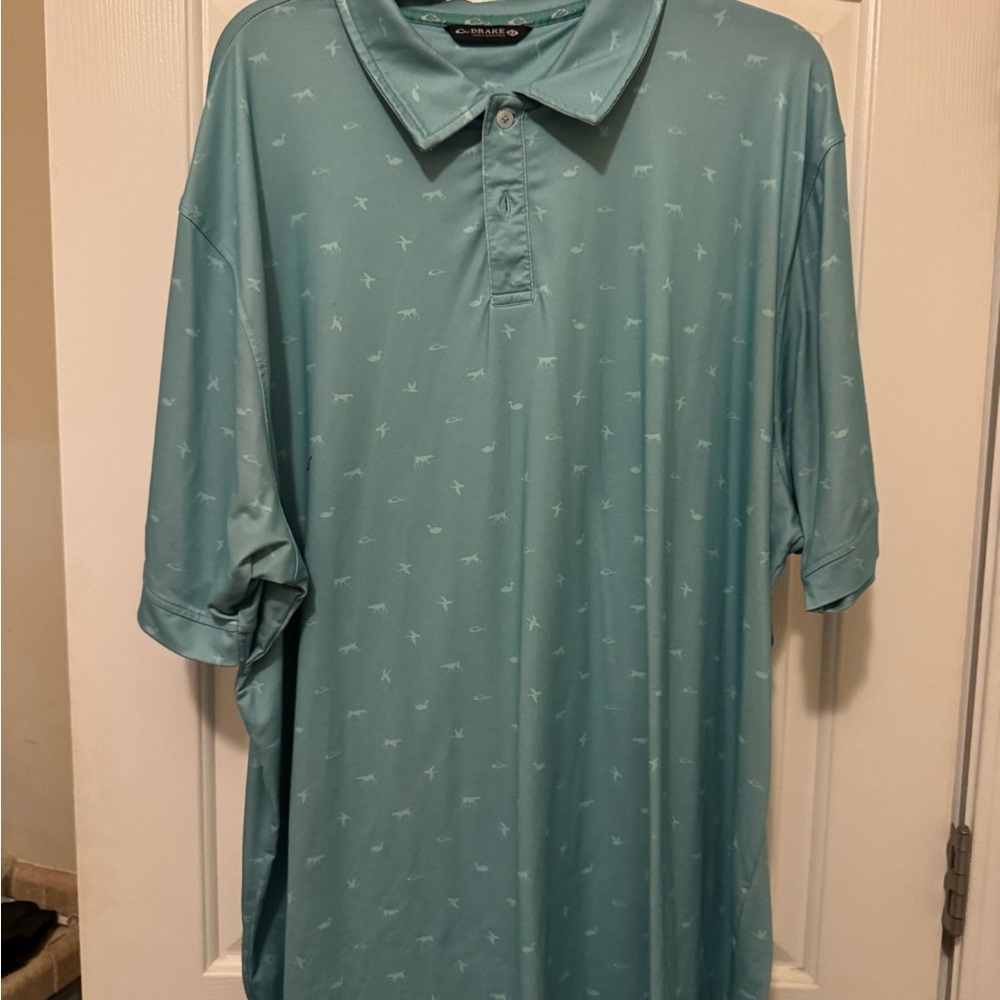 Drake Aqua Print Polo Shirt